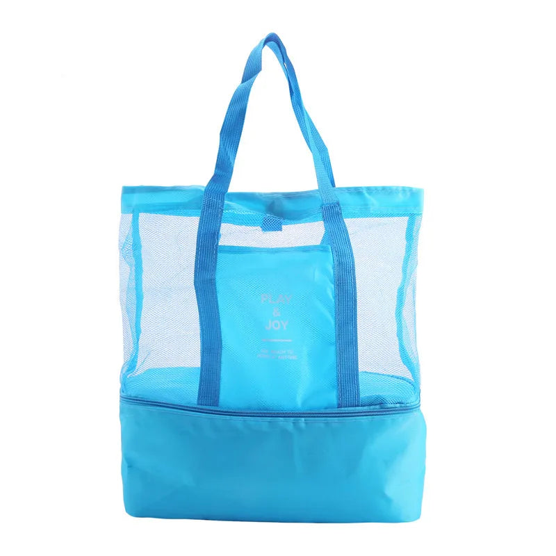 Heat Preservation Picnic Beach Bag Women Mesh Transparent Double-Layer Swim Storage High Capacity Shopping Waterproof Bags Tote