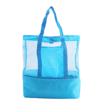 Heat Preservation Picnic Beach Bag Women Mesh Transparent Double-Layer Swim Storage High Capacity Shopping Waterproof Bags Tote