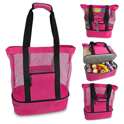 Heat Preservation Picnic Beach Bag Women Mesh Transparent Double-Layer Swim Storage High Capacity Shopping Waterproof Bags Tote
