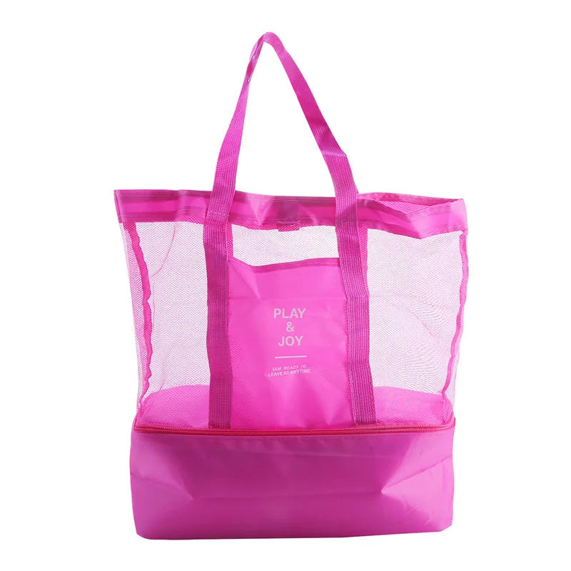 Heat Preservation Picnic Beach Bag Women Mesh Transparent Double-Layer Swim Storage High Capacity Shopping Waterproof Bags Tote