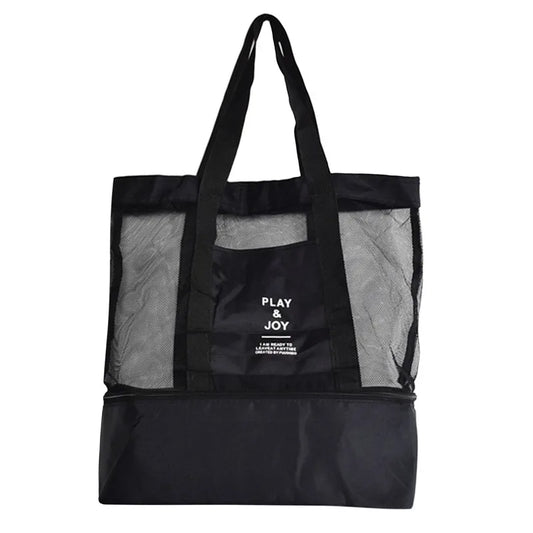 Heat Preservation Picnic Beach Bag Women Mesh Transparent Double-Layer Swim Storage High Capacity Shopping Waterproof Bags Tote