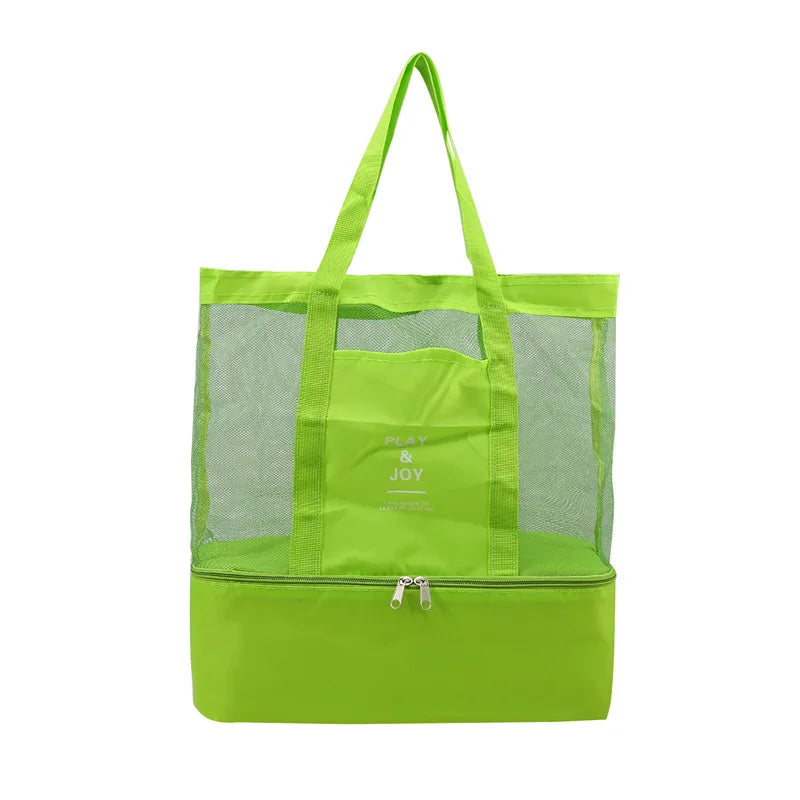 Heat Preservation Picnic Beach Bag Women Mesh Transparent Double-Layer Swim Storage High Capacity Shopping Waterproof Bags Tote